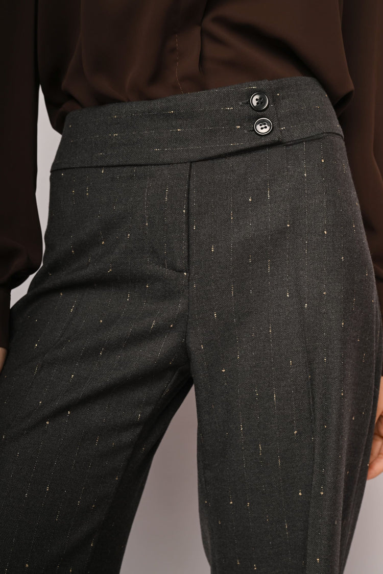 Pantaloni palazzo in gessato lamé
