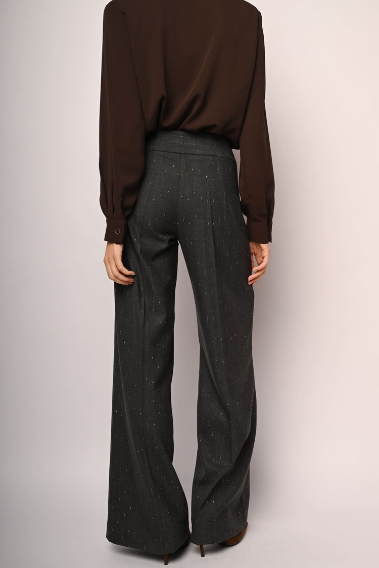 Pantaloni palazzo in gessato lamé
