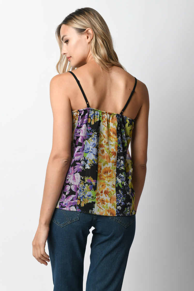 Top a stampa floreale con pizzo