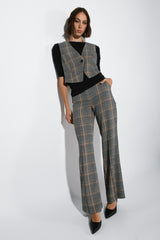 Pantaloni palazzo con motivo Principe di Galles