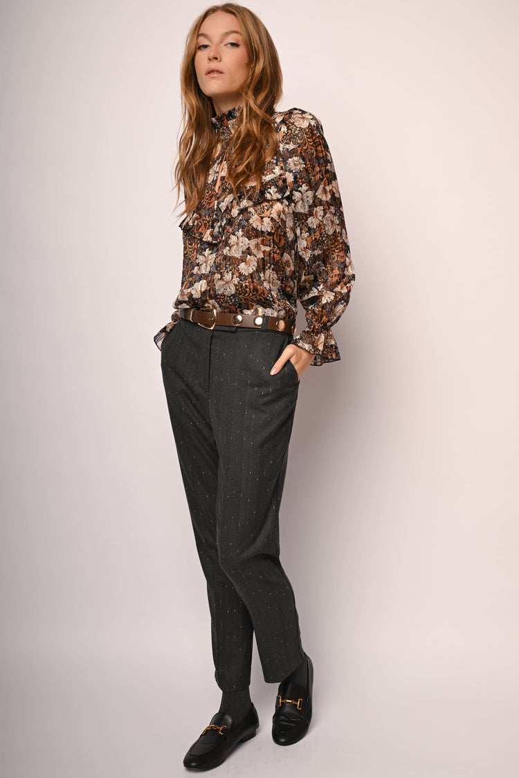 Pantaloni gessati lamé