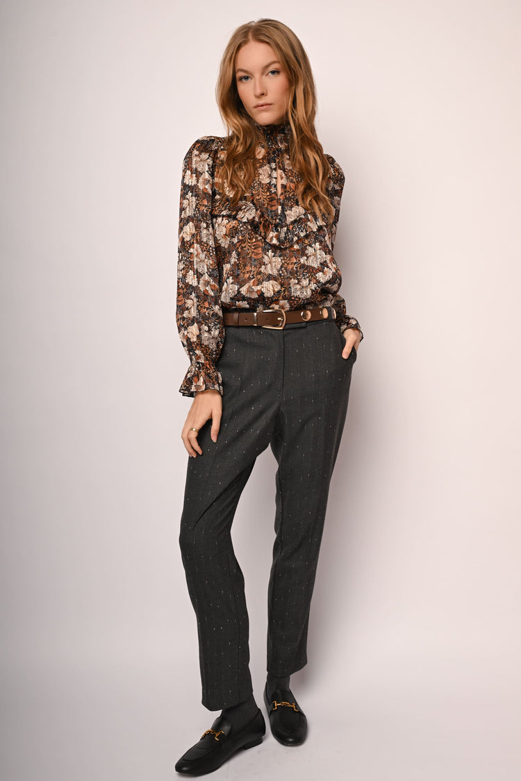 Pantaloni gessati lamé