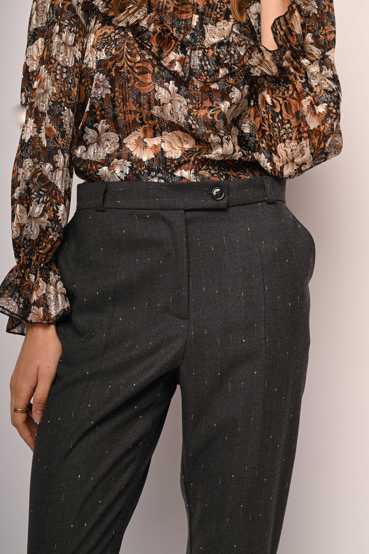 Pantaloni gessati lamé