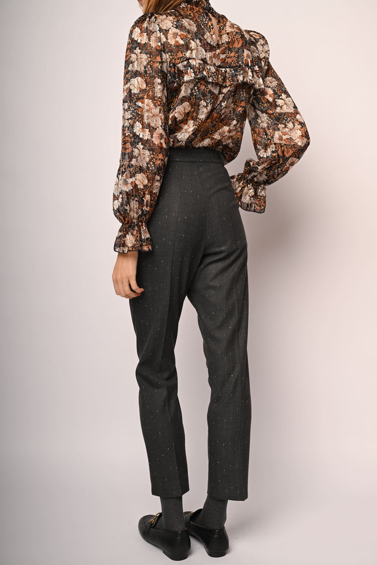 Pantaloni gessati lamé