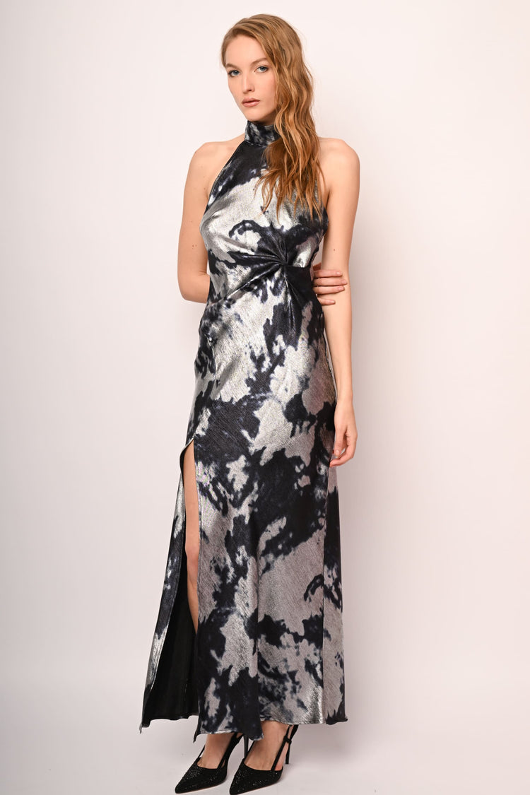 Abito lungo halter con nodo