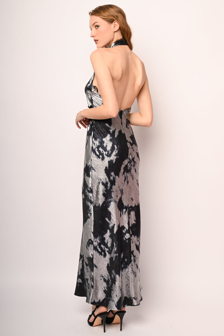 Abito lungo halter con nodo