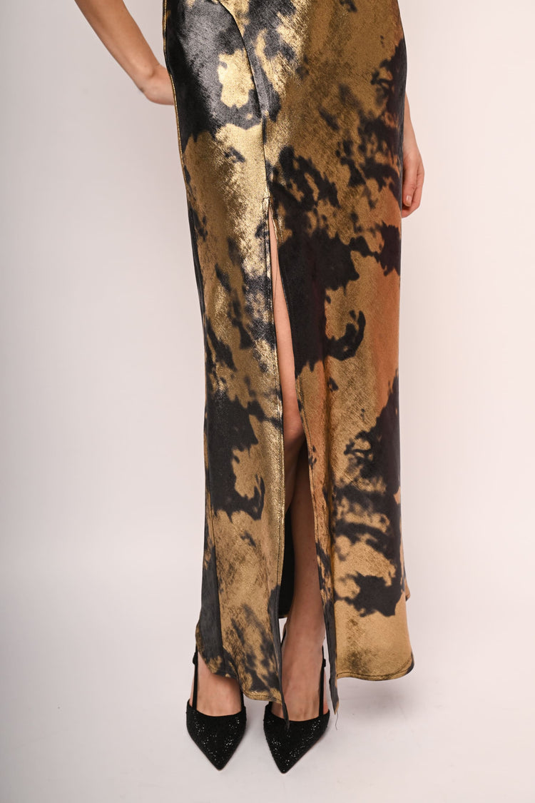 Abito lungo halter con nodo
