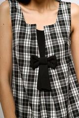 Mini abito a stampa tartan con fiocco