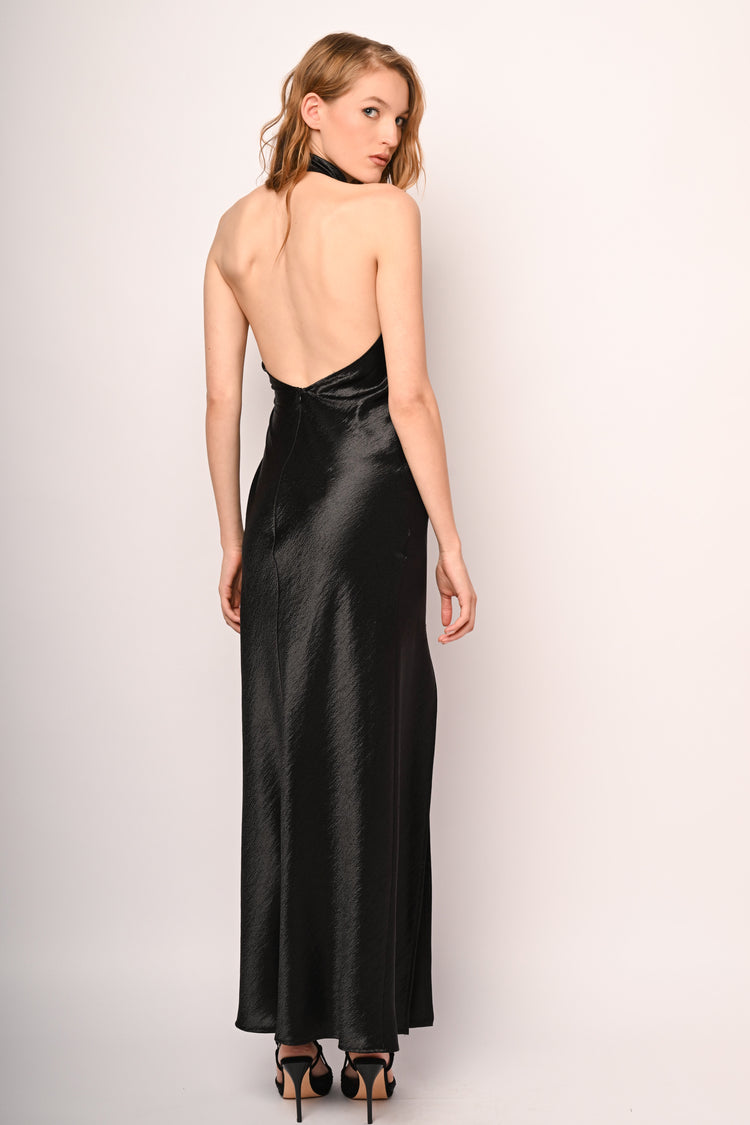 Abito lungo halter con nodo