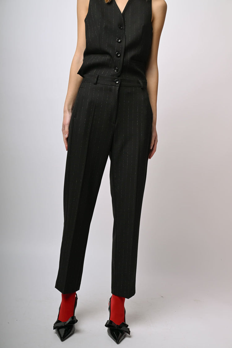 Pantaloni a stampa gessata lurex