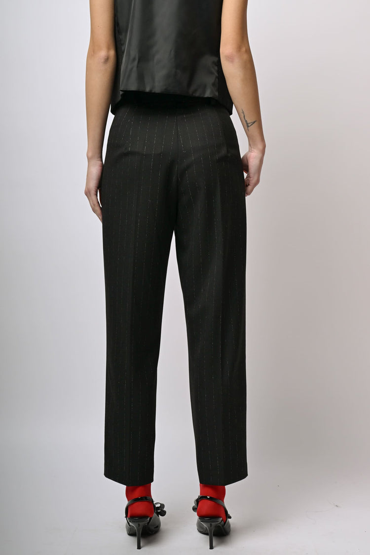 Pantaloni a stampa gessata lurex