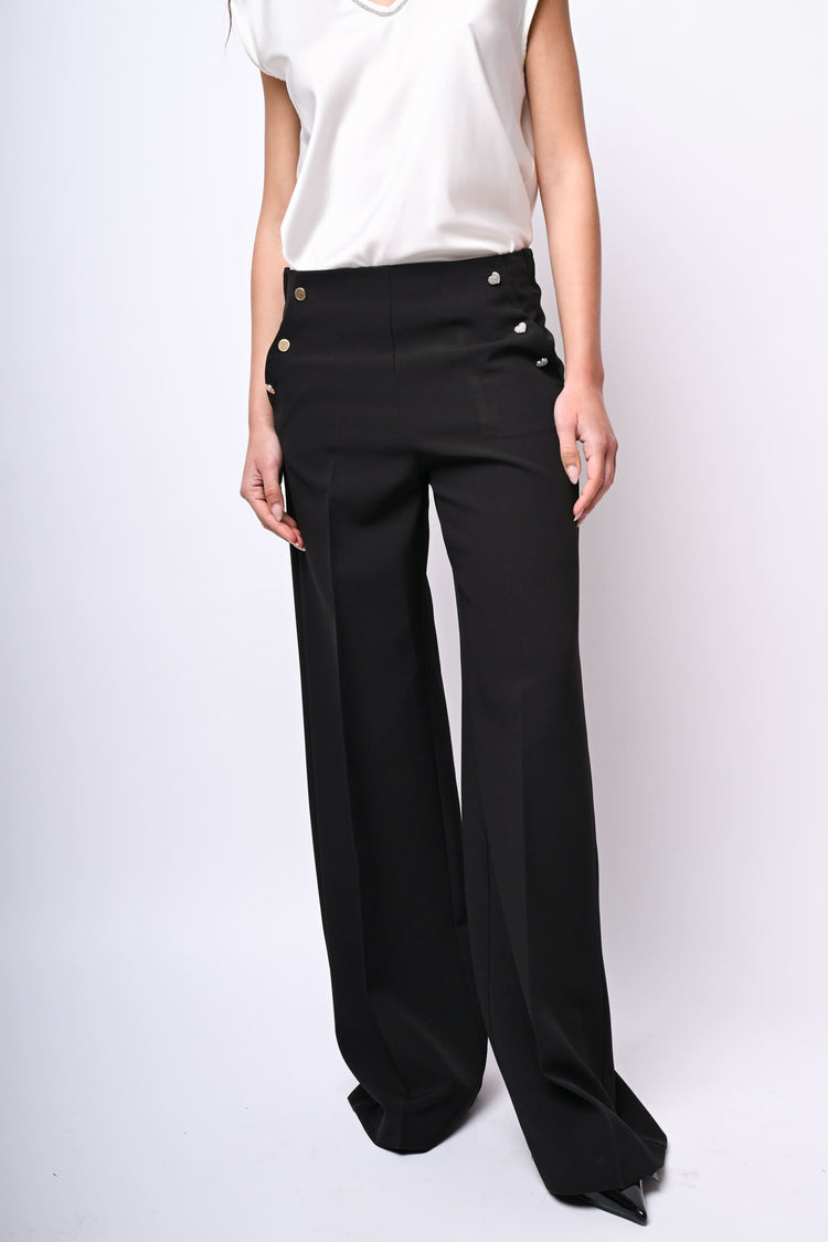 Pantaloni a ponte con bottoni gioiello