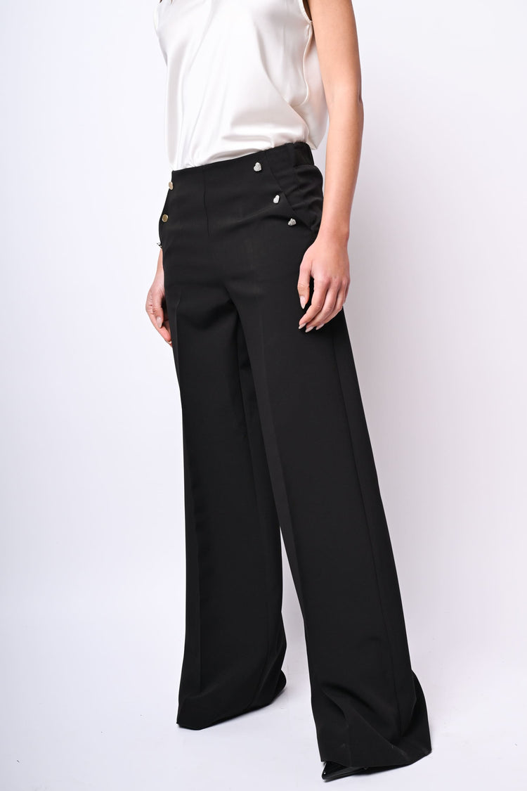 Pantaloni a ponte con bottoni gioiello