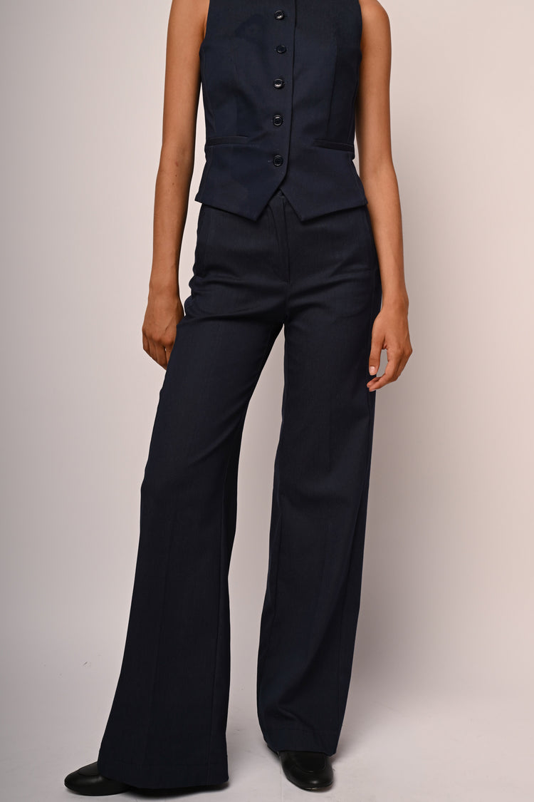 Pantaloni a gamba ampia effetto denim