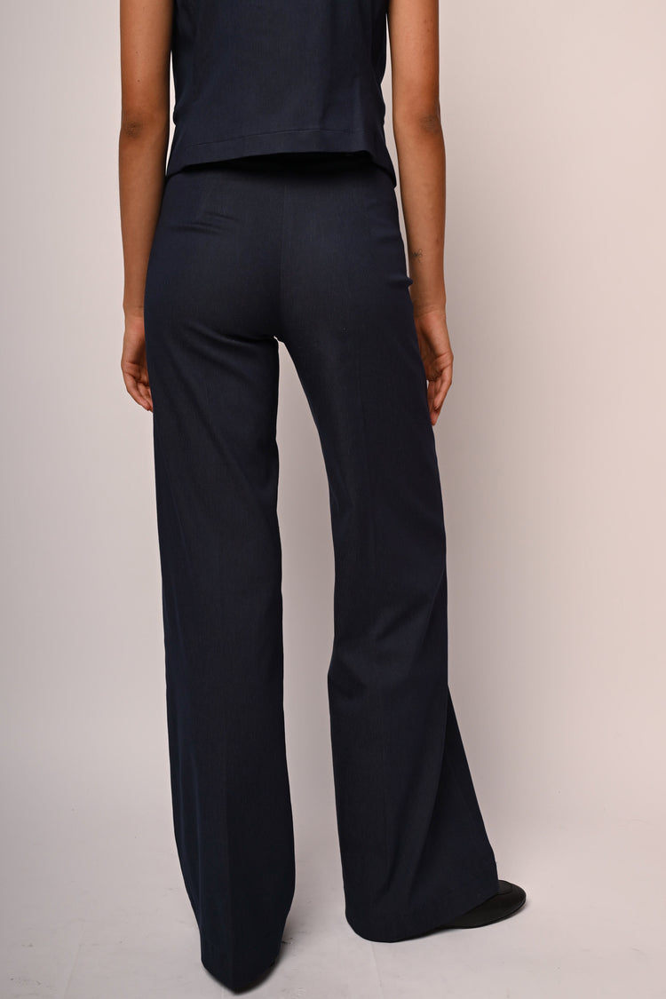 Pantaloni a gamba ampia effetto denim