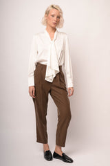 Pantaloni baggy misto viscosa cioccolato