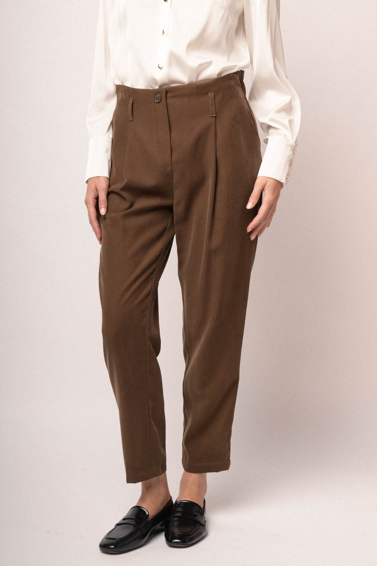 Pantaloni baggy misto viscosa cioccolato