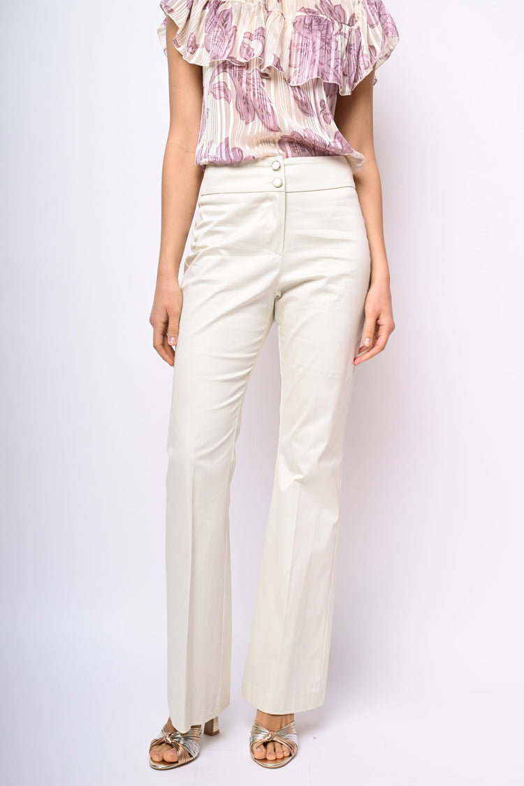 Pantaloni svasati in raso di cotone