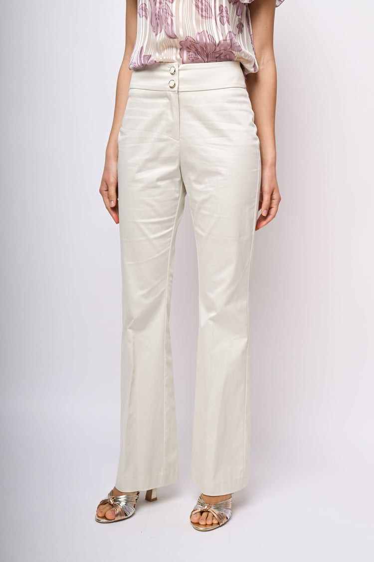 Pantaloni svasati in raso di cotone