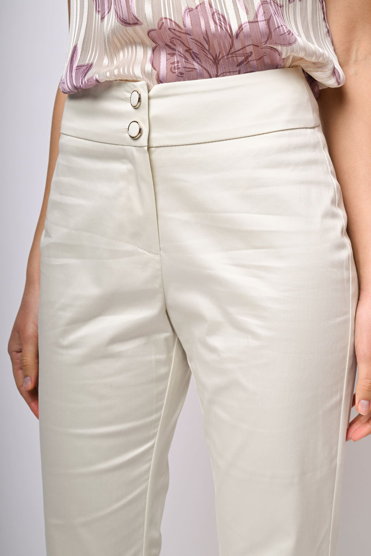 Pantaloni svasati in raso di cotone