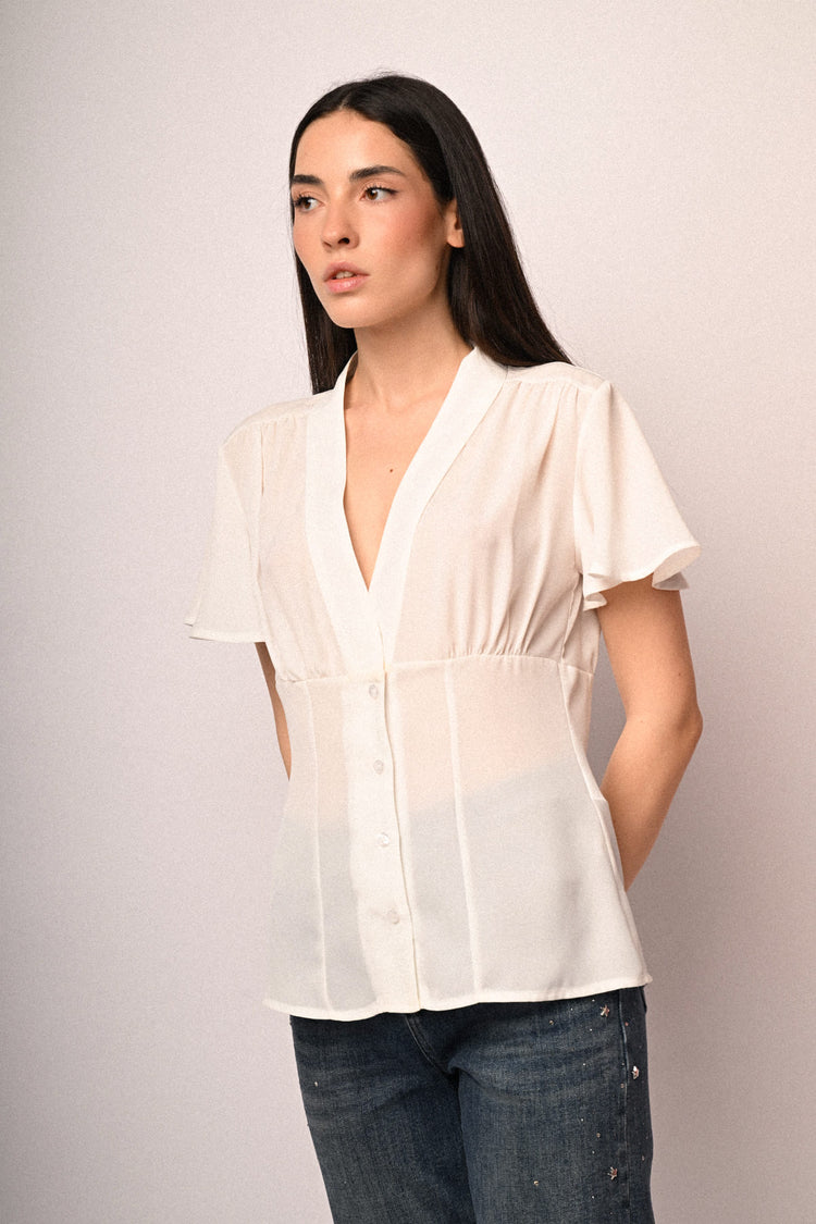 Camicia con maniche a farfalla