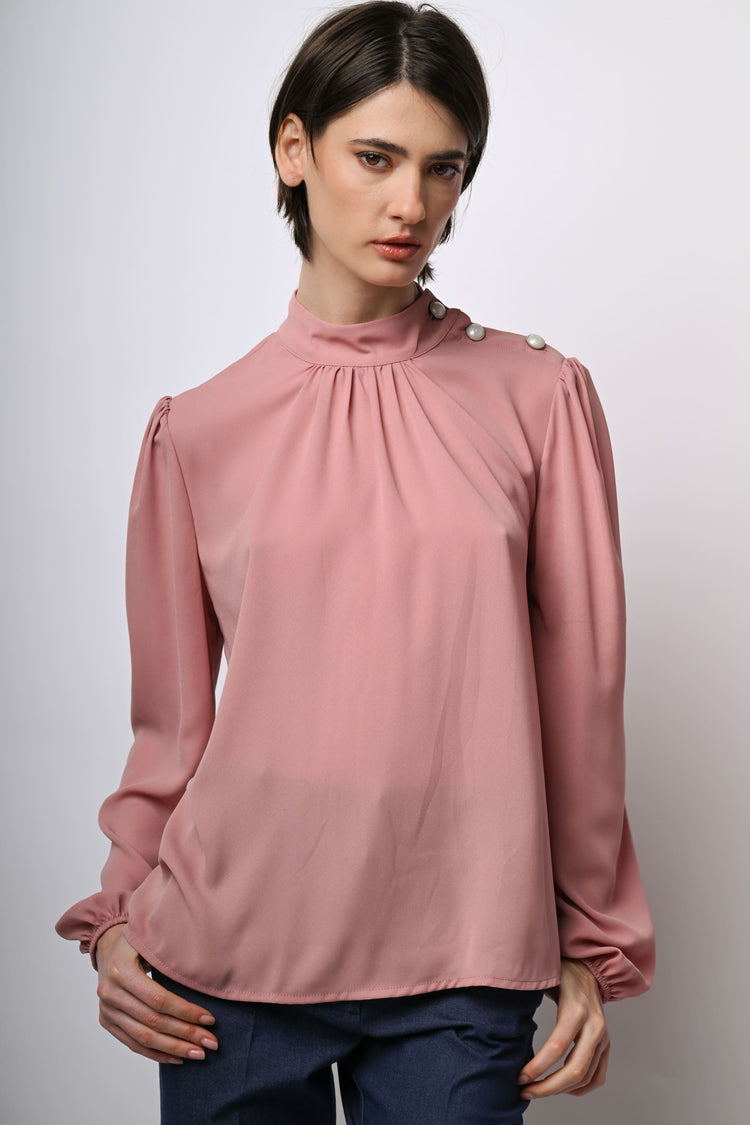 Blusa con bottoni sulla spalla