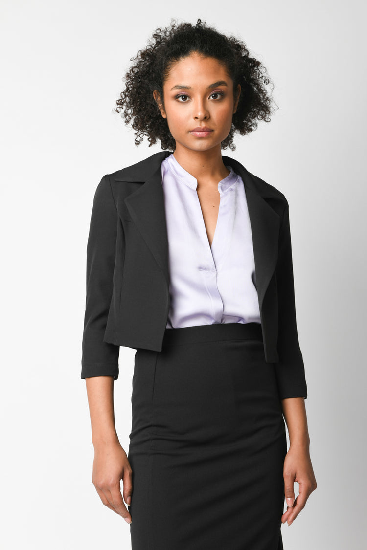Blazer crop con revers classici