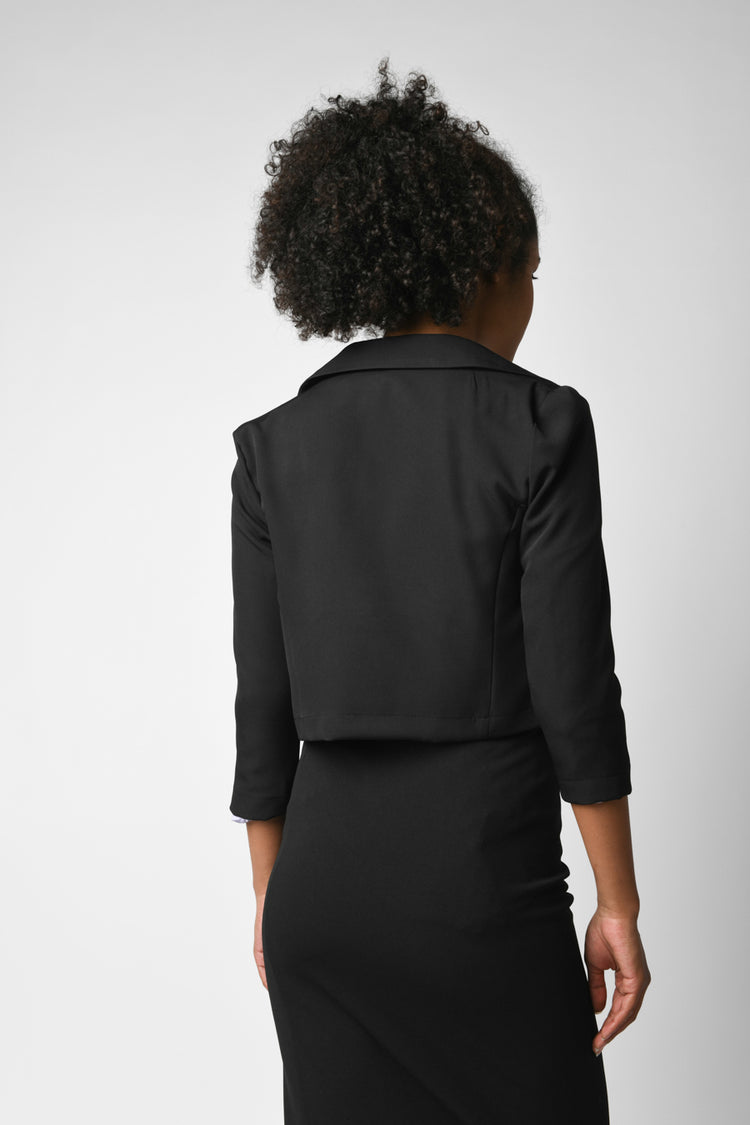 Blazer crop con revers classici