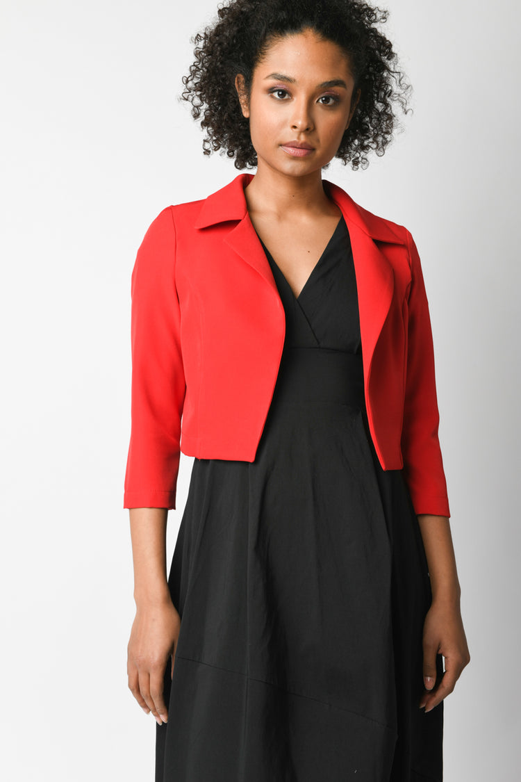 Blazer crop con revers classici