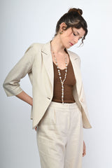 Blazer monopetto in lino e viscosa