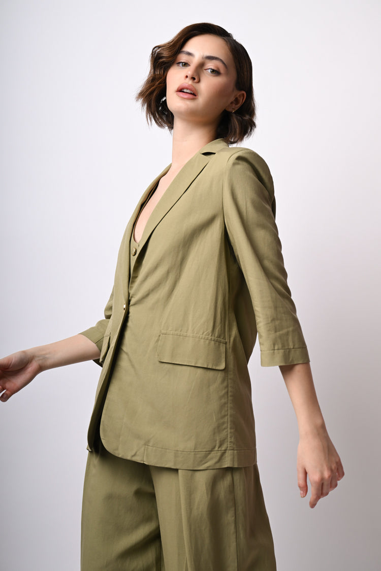Blazer in viscosa e lino