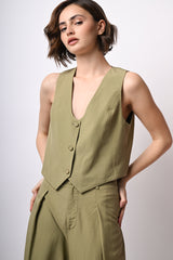 Gilet in viscosa e lino