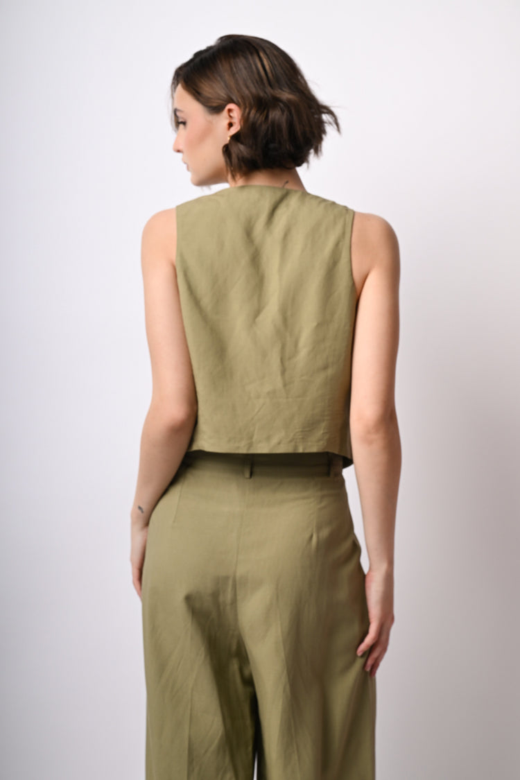 Gilet in viscosa e lino