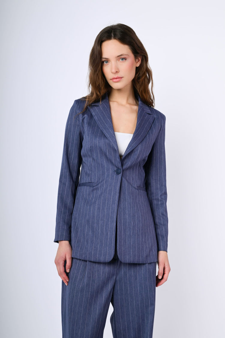 Blazer monopetto gessato