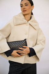 Cappotto corto con colletto in faux fur