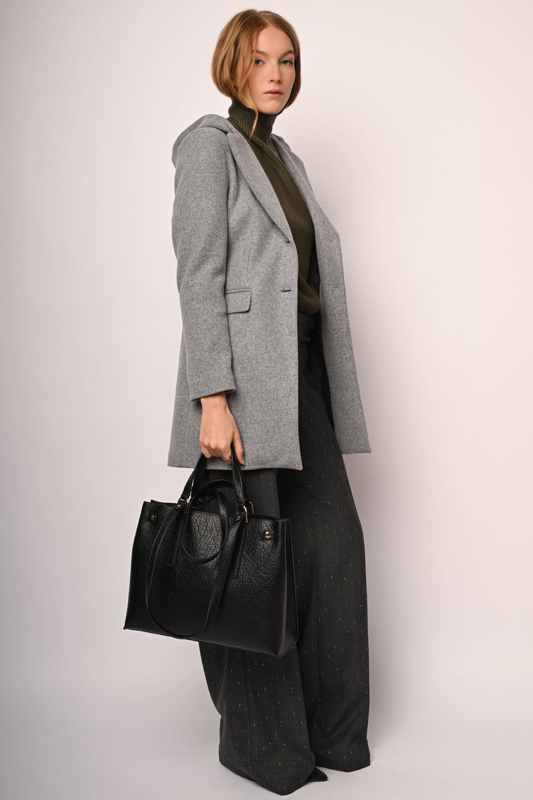 Cappotto monopetto con cappuccio