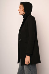 Cappotto monopetto con cappuccio