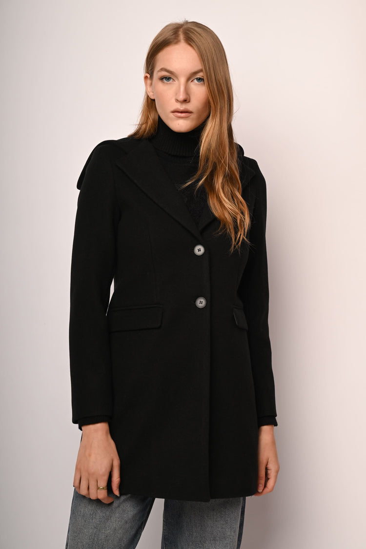 Cappotto monopetto con cappuccio
