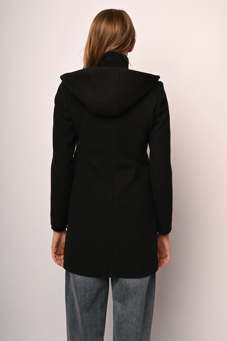 Cappotto monopetto con cappuccio