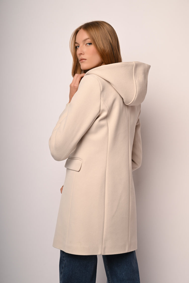 Cappotto monopetto con cappuccio
