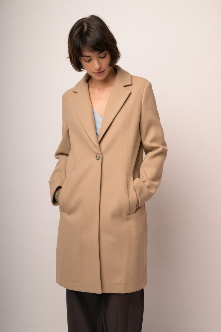 Cappotto basic monopetto beige
