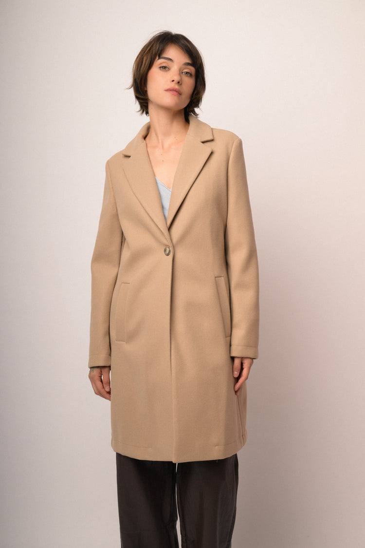 Cappotto basic monopetto beige