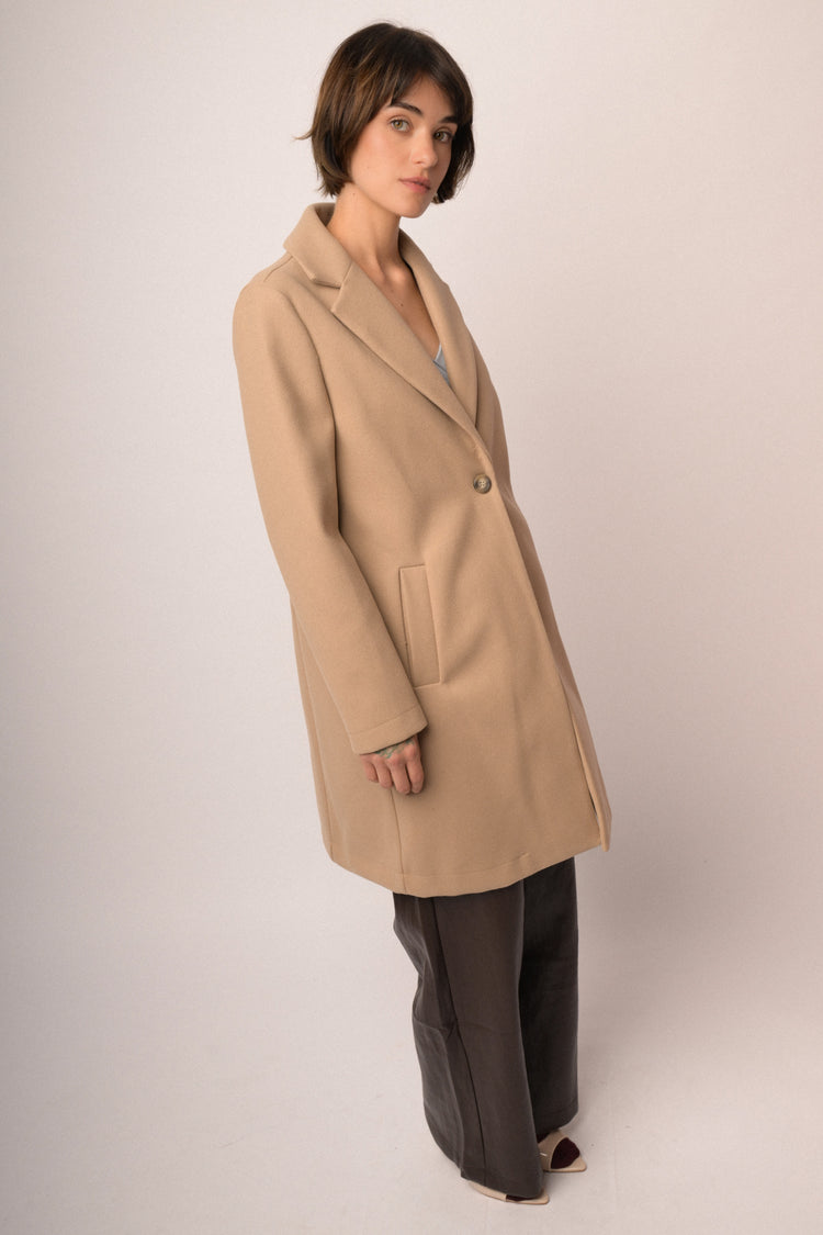 Cappotto basic monopetto beige