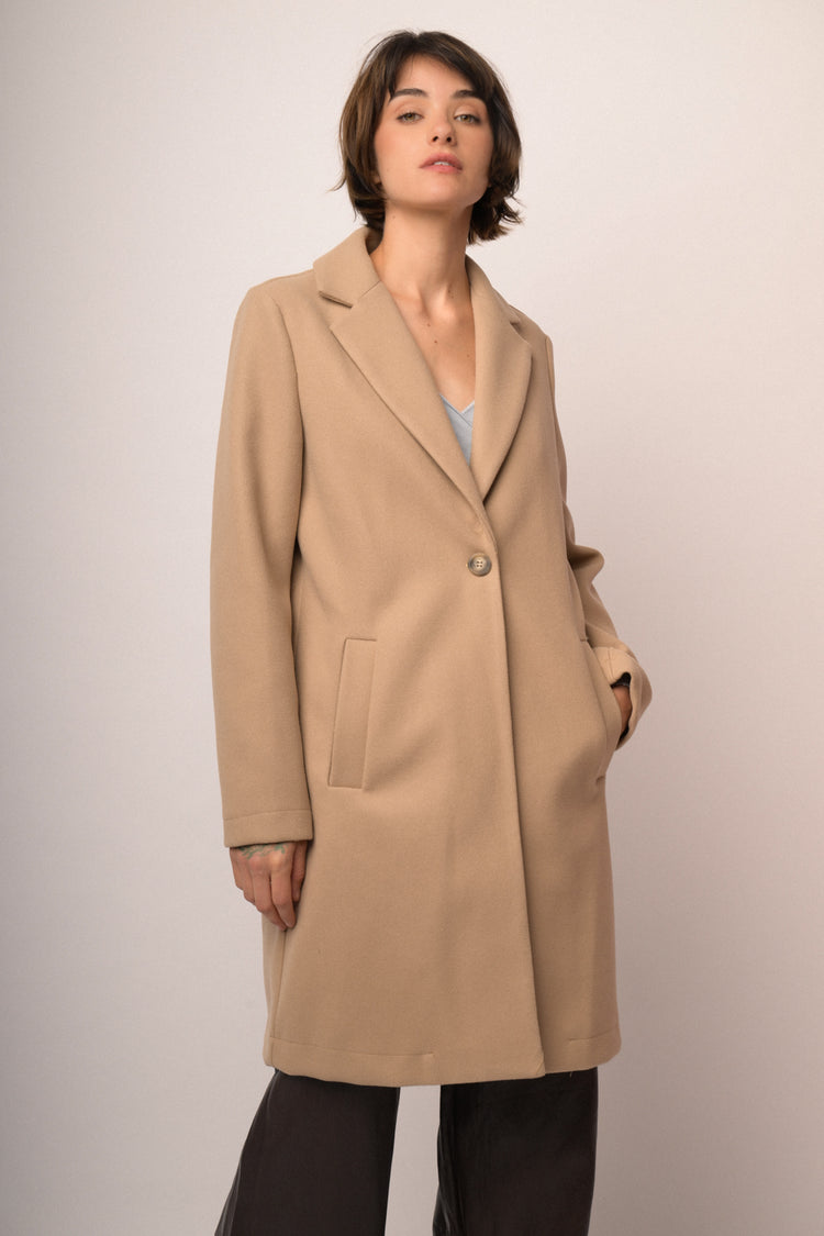 Cappotto basic monopetto beige