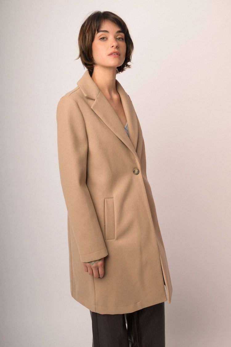 Cappotto basic monopetto beige