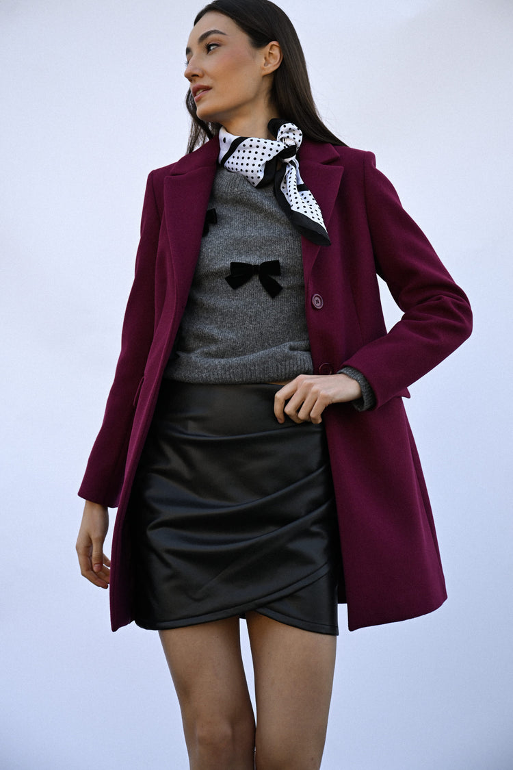 Cappotto monopetto con bottoni gioiello