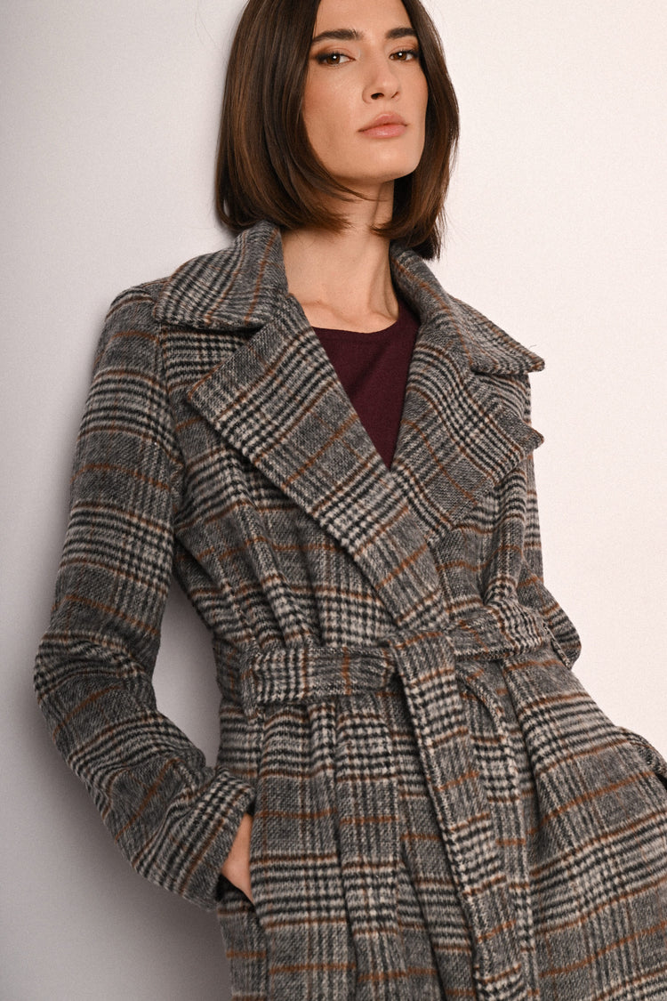 Cappotto misto lana con motivo Principe di Galles