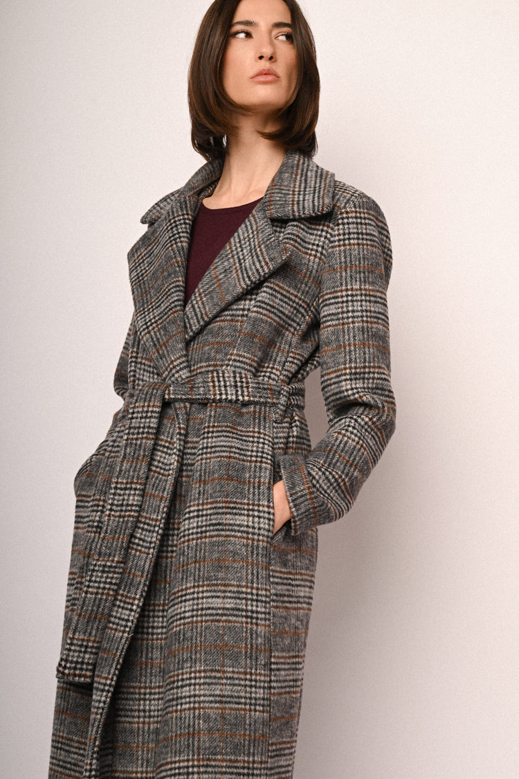 Cappotto misto lana con motivo Principe di Galles