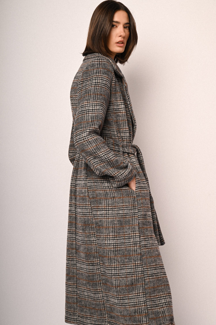 Cappotto misto lana con motivo Principe di Galles