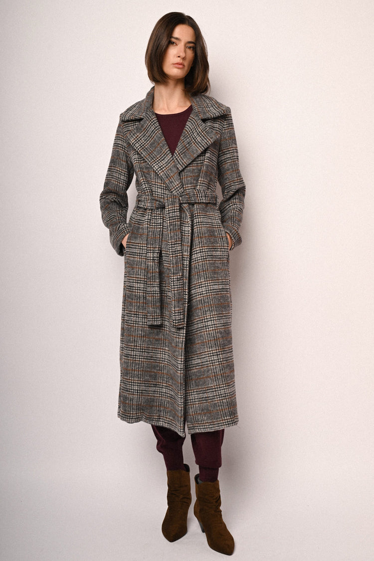 Cappotto misto lana con motivo Principe di Galles